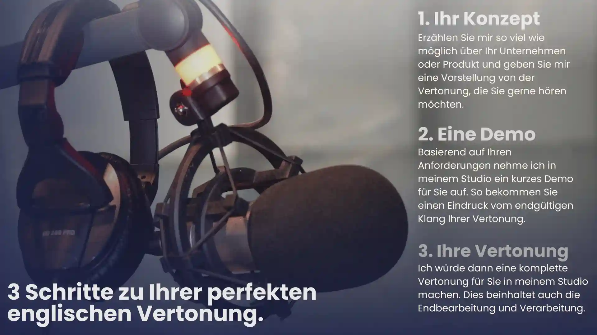 Infographic von Voiceover und Englischer Sprecher Steve Crilley - 4 Schritte für Ihre Audioproduktion